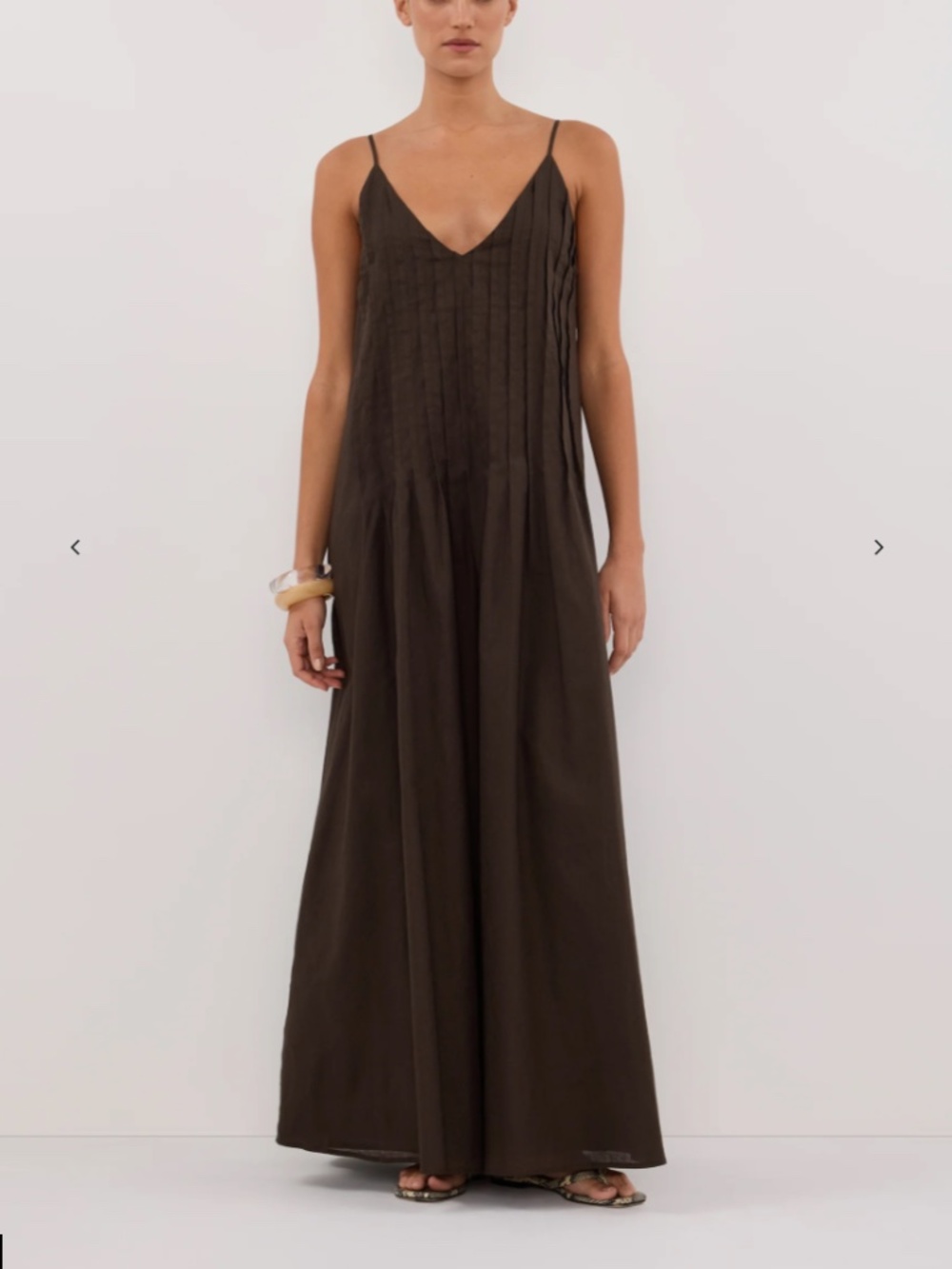 Dissh Tahlia Bitter Choc Linen Blend Maxi Dress  Size 6. NWOT